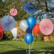 Red White and Blue Printed Paper Fan Decorations, Paper Fan Party Decorations